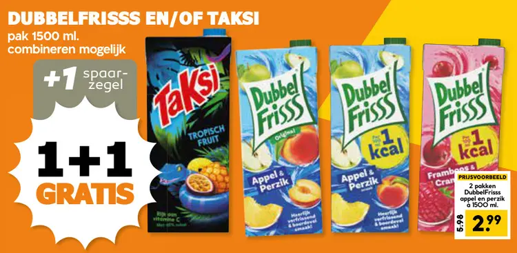 Aanbieding: Dubbelfrisss en/of Taksi