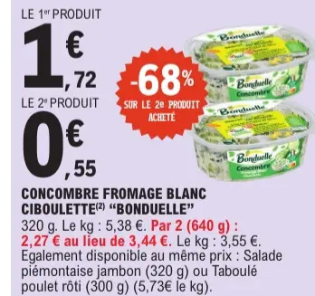 Offre: Concombre fromage blanc ciboulette