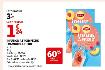 Aanbieding: Infusion à froid pêche framboise Lipton