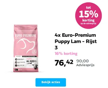 Aanbieding: 4x Euro-Premium Puppy Lam - Rijst