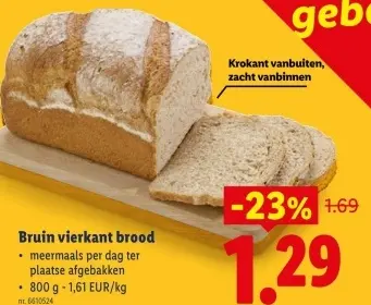 Promotie: Bruin vierkant brood