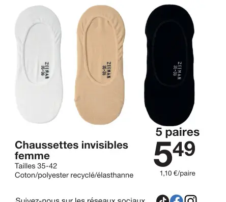 Offre: Chaussettes invisibles