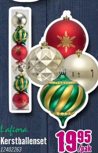 Aanbieding: LAFIORA Kerstbal rood goud groen Ø 15 cm 6 st