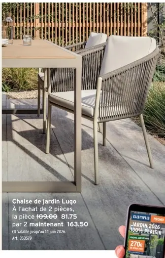 Offre: Chaise de jardin Lugo