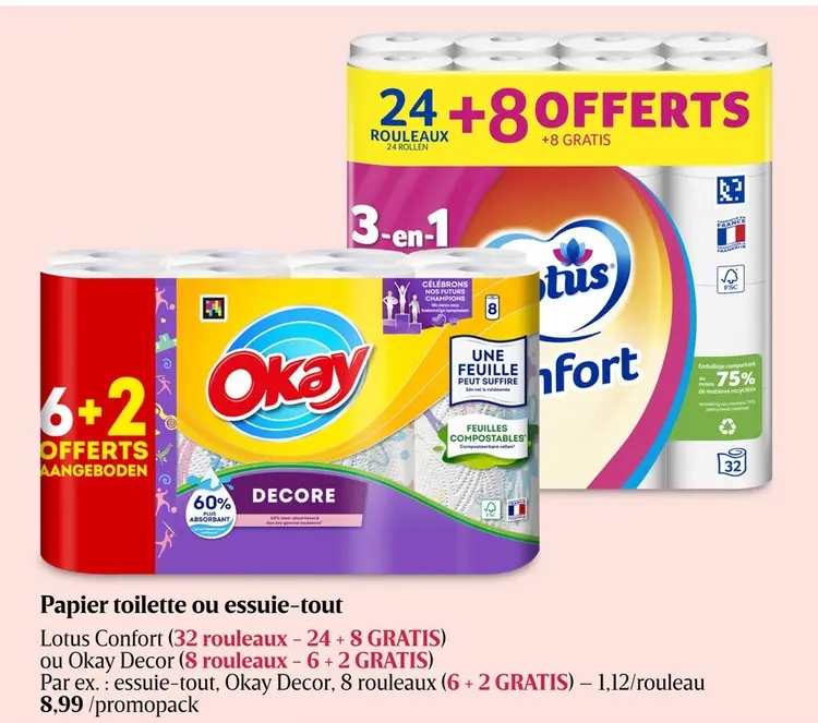Offre: Papier toilette ou essuie-tout