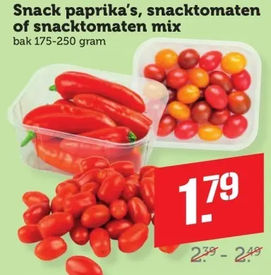 Aanbieding: Snack paprika's, snacktomaten of snacktomaten