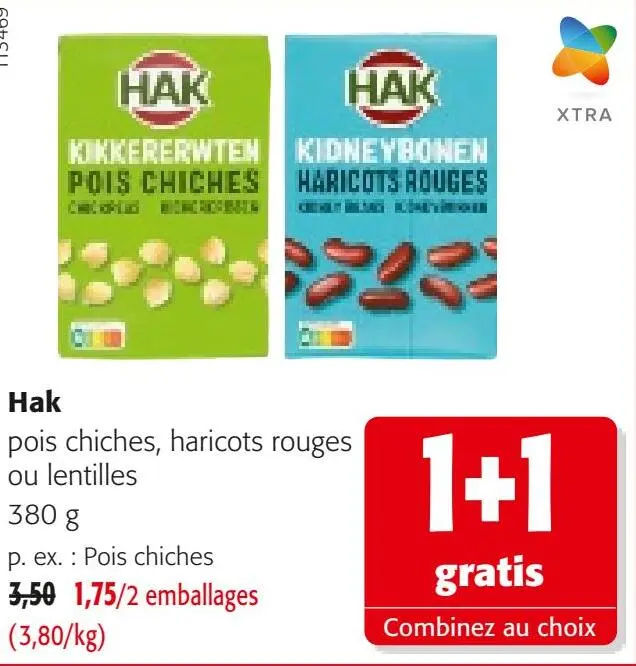 Offre: Hak pois chiches, haricots rouges ou lentilles