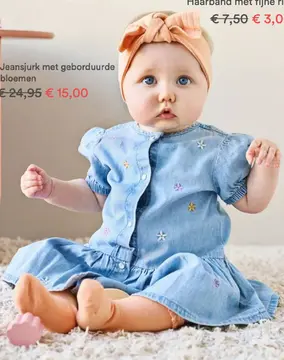 Aanbieding: Jeansjurk met geborduurde bloemen