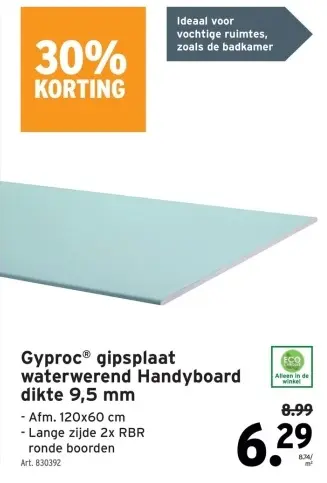 Promotie: Gyproc® gipsplaat waterwerend Handyboard
