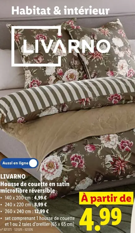 Offre: Housse de couette en satin microfibre réversible