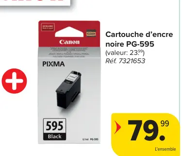 Offre: Cartouche d'encre noire PG-595