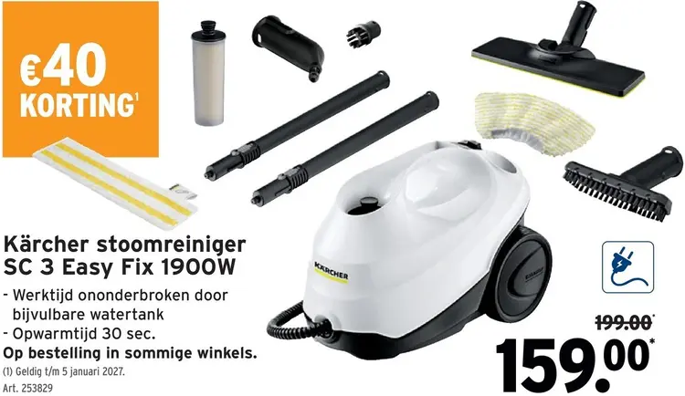 Promotie: Stoomreiniger SC 3 Easy Fix 1900W