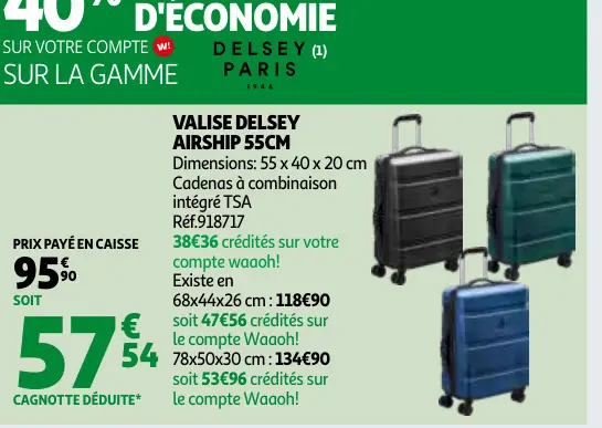 Aanbieding: Valise DELSEY airship 55cm