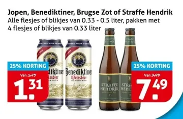 Aanbieding: Jopen, Benediktiner, Brugse Zot of Straffe Hendrik