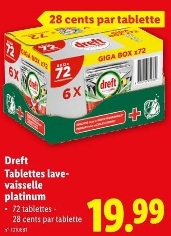 Offre: Tablettes lave-vaisselle platinum