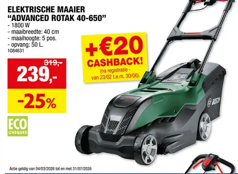 Promotie: Bosch AdvancedRotak 40-650 elektrische grasmaaier 1700W 40cm