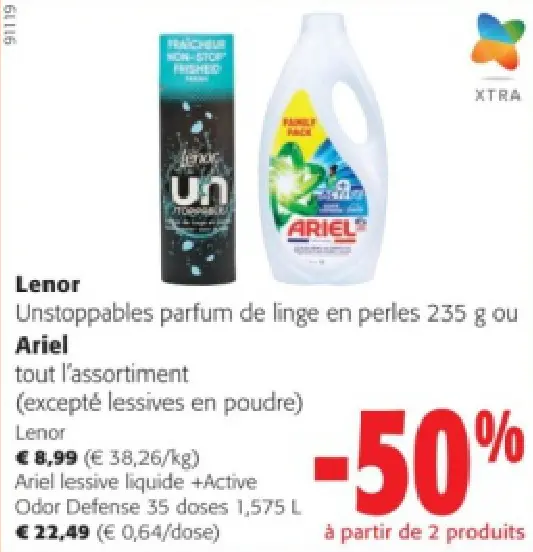 Offre: Unstoppables parfum de linge en perles ou Ariel tout l'assortiment