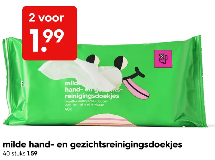 Promotie: Milde hand- en gezichtsreinigingsdoekjes