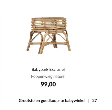 Aanbieding: Babypark Exclusief Poppenwieg - Naturel