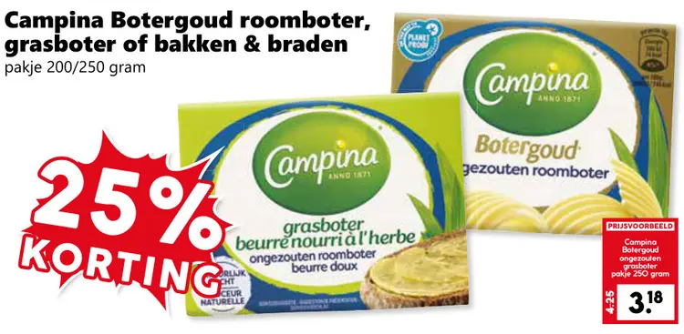 Aanbieding: Botergoud roomboter, grasboter of bakken & braden