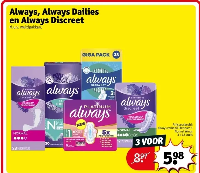 Aanbieding: Always, Always Dailies en Always Discreet
