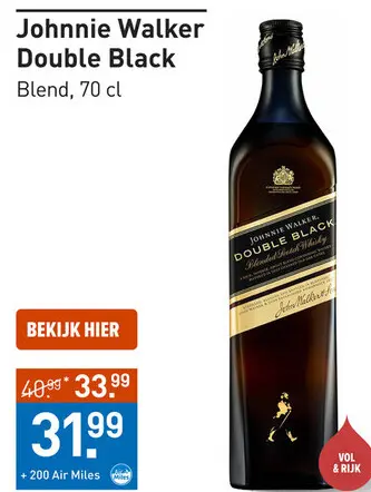 Aanbieding: Johnnie Walker Double Black 70CL