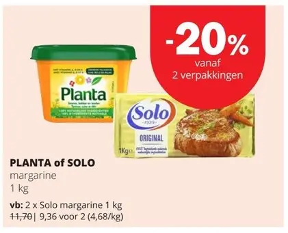 Promotie: PLANTA of SOLO margarine