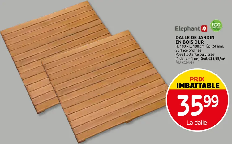 Promotie: Dalle de jardin en bois dur