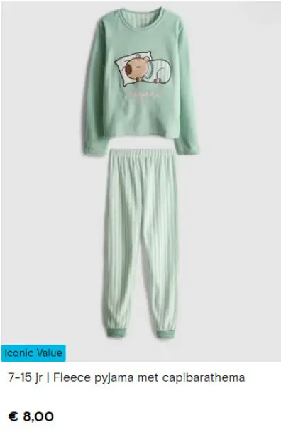 Aanbieding: Fleece pyjama met capibarathema