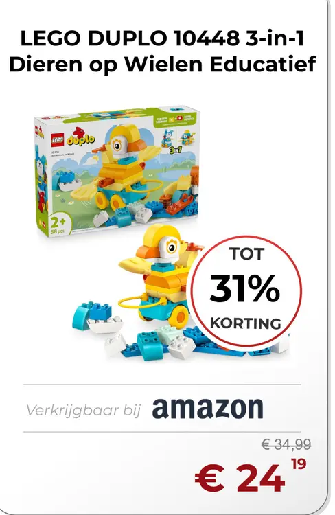 Aanbieding: LEGO DUPLO 10448 3-in-1 Dieren op Wielen Educ