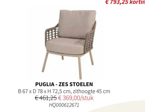Promotie: Puglia - zes stoelen