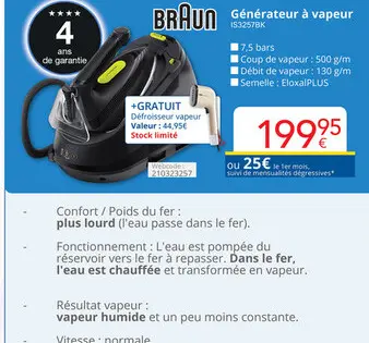 Offre: Générateur à vapeur IS3257BK