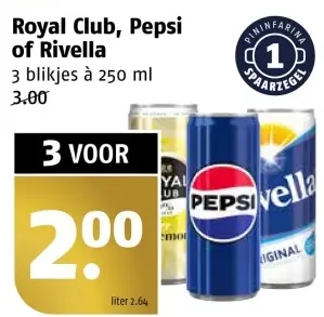 Aanbieding: Royal Club, Pepsi of Rivella