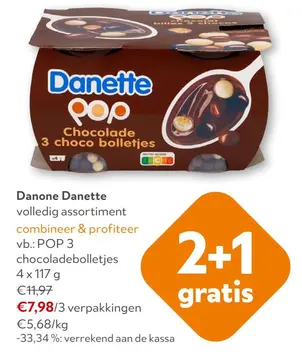 Aanbieding: Danette POP Chocolade 3 choco bolletjes