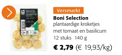 Promotie: plantaardige kroketjes met tomaat en basilicu