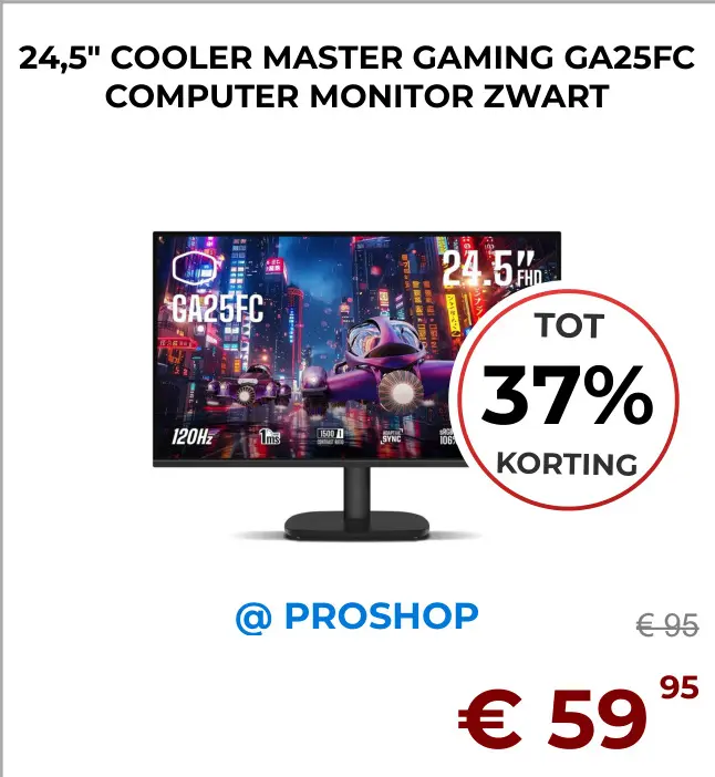 Aanbieding: Cooler master gaming ga25fc computer monitor 