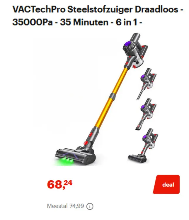 Aanbieding: Steelstofzuiger Draadloos