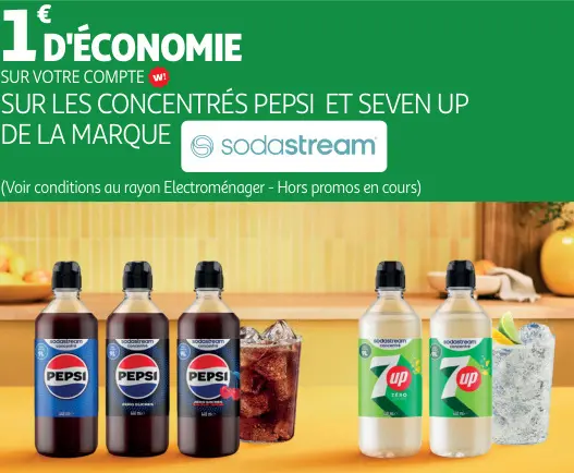 Offre: Les concentrés Pepsi et Seven Up de la marque Sodastream