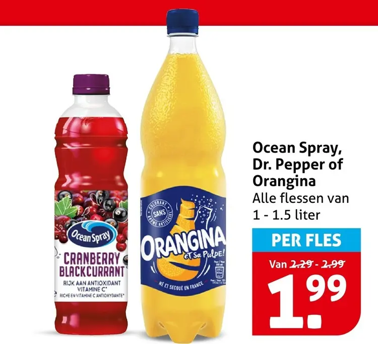 Aanbieding: Ocean Spray, Dr. Pepper of Orangina