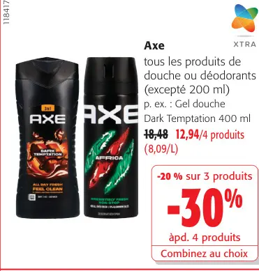 Offre: Tous les produits de douche ou déodorants (excepté 200 ml)