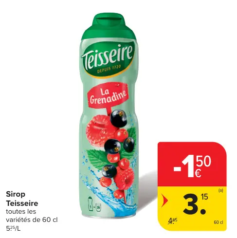 Offre: Sirop Teisseire La Grenadine