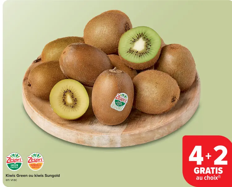 Offre: Kiwis Green ou kiwis Sungold
