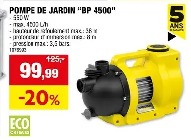 Offre: BP 4.500 Garden pompe d'arrosage 550W