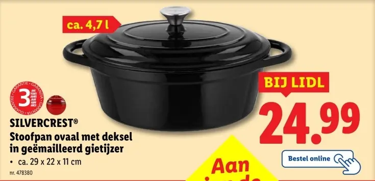 Aanbieding: Stoofpan ovaal met deksel