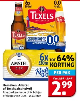 Aanbieding: Heineken, Amstel of Texels alcoholvrij