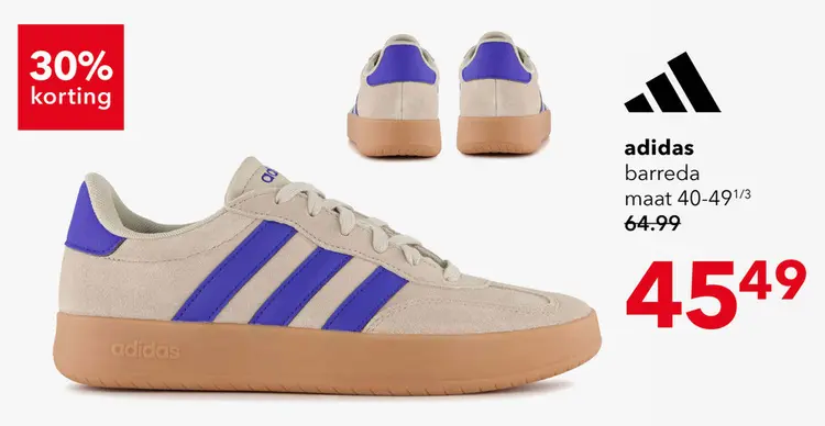 Aanbieding: Adidas Barreda heren sneakers beige blauw