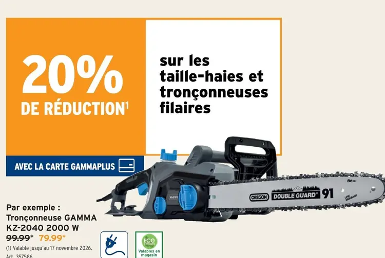 Offre: Tronçonneuse GAMMA KZ-2040 2000 W