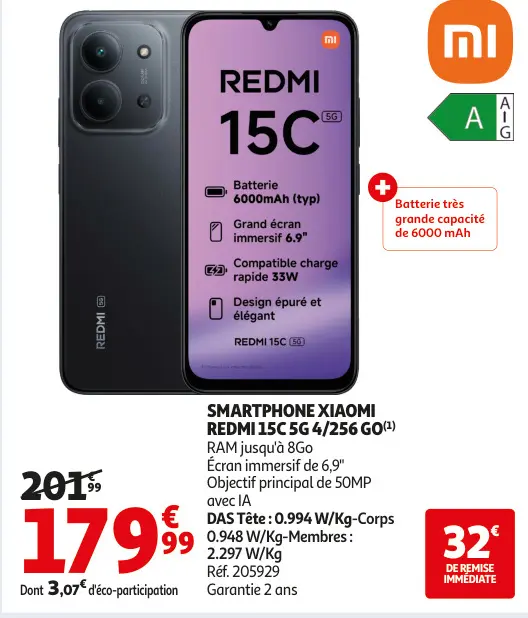 Promotie: Smartphone Xiaomi Redmi 15c 5g 4/256 go