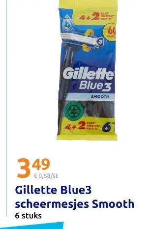 Aanbieding: Gillette Blue3 scheermesjes Smooth