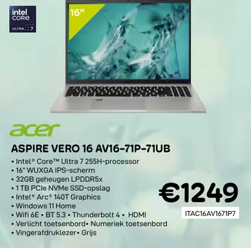 Aanbieding: Aspire vero 16 av16-71p-71ub